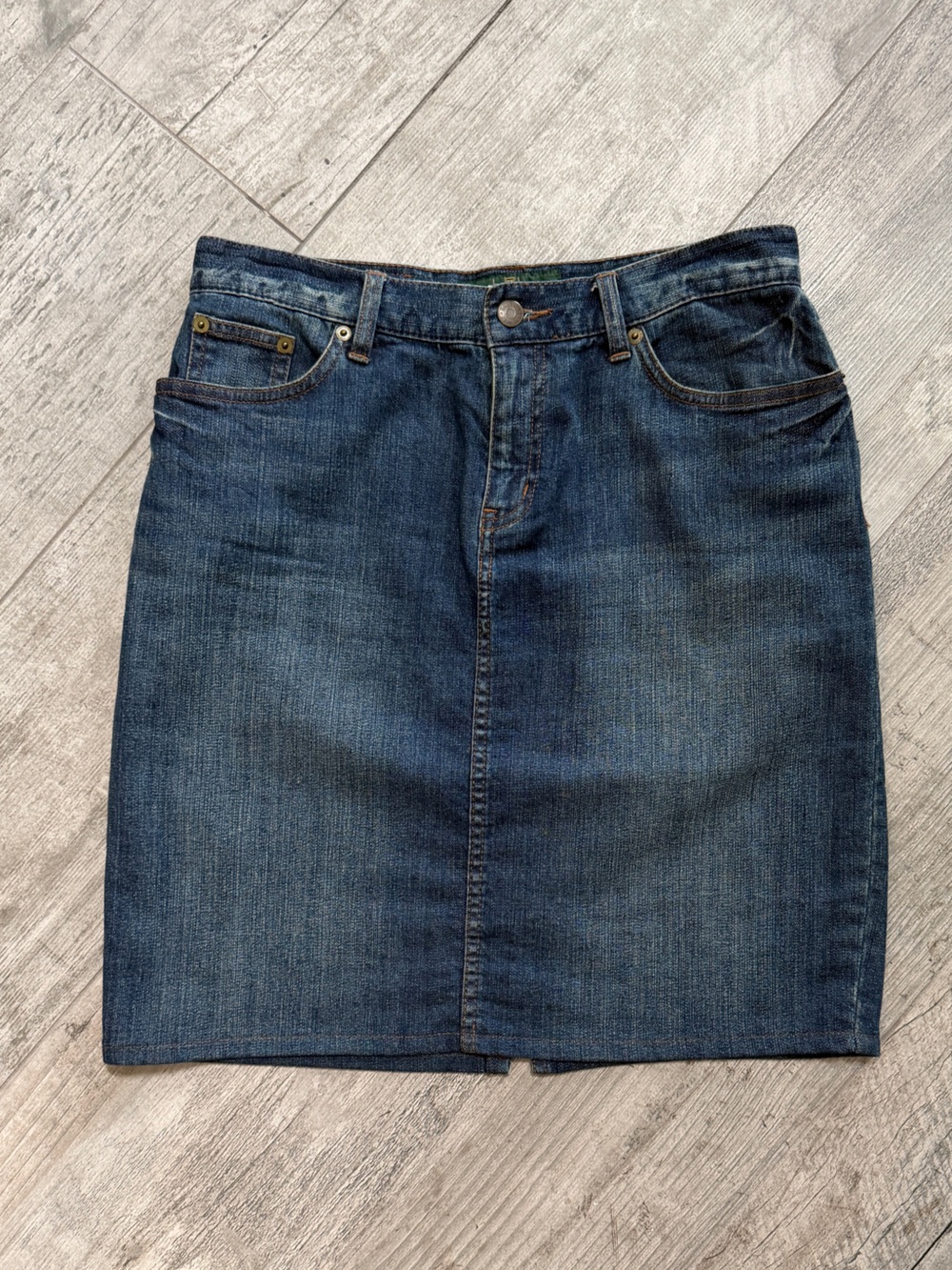 Ralph Lauren Classic Pencil Cotton Denim Mini Skirt Sz 4P